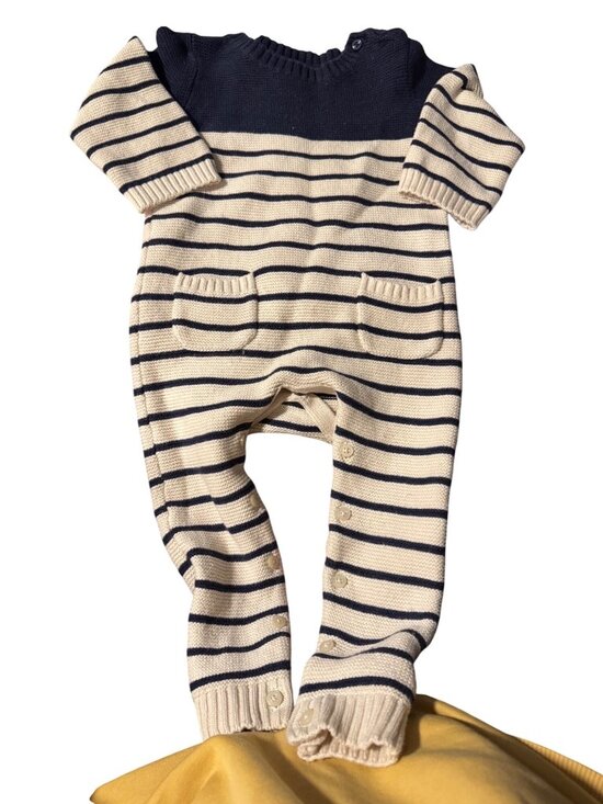GAP Other - Baby Gap Brannan One-Piece Romper 18-24M | Navy & Cream Striped Knit Outfit | T